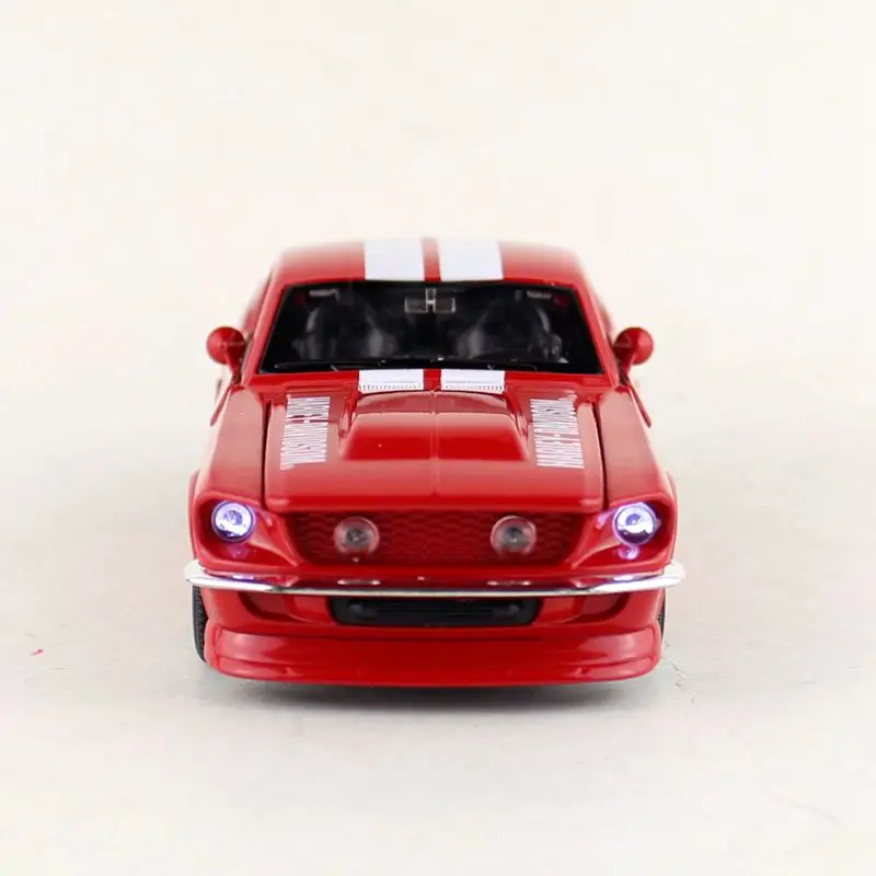 Proswon/1:32 весы/литая под давлением металлическая модель/1967 Ford Mustang Shelby GT500 игрушка/звук и светильник/образовательная Коллекция/откидная машина
