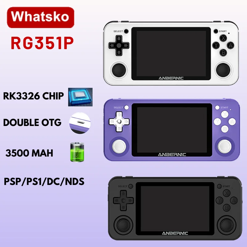 

Whatsko Anbernic RG351P Retro Game Handheld Built-in WIFI module Video Console Mini Gaming Consola 64 Bit 3.5 inch Game Player