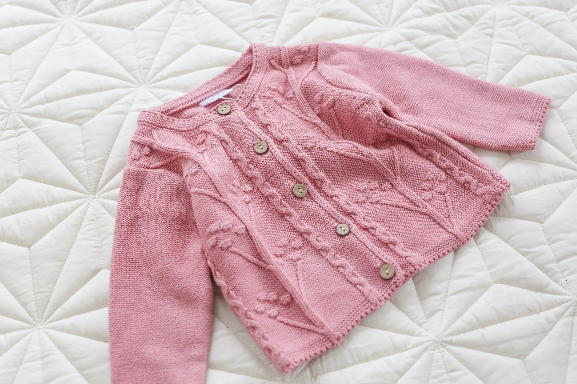 Baby Girl Sweaters Floral Knitted Coat Toddler Cardigan Kids Sweater Cardigans Princess White Pink Clothes Jacket for Girl Girls