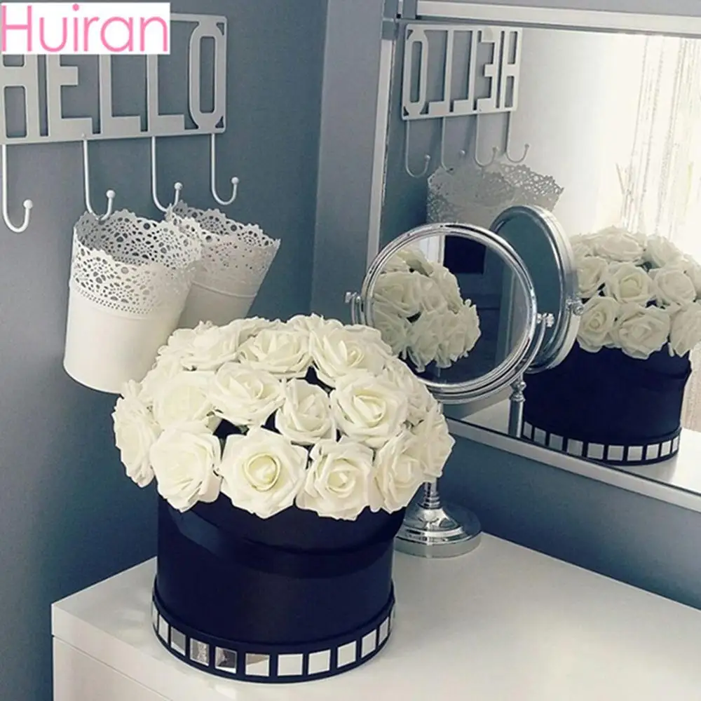 

HUIRAN Home Decor Artificial Flowers for Rustic Wedding Decoration Large Roses Artificial Flowers Bouquets for Christmas Decor