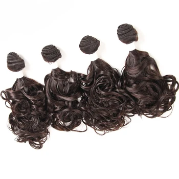 Synthetic Hair Bundles Bouncy Curly Hair Extension Weave Weaving Ombre Brown Flower Type Hair Weft For Women 4 Bundles SOKU tanie i dobre opinie Włókno odporne na wysoką temperaturę luźne pofalowane CN (pochodzenie) RWF-9517 Black Ombre Brown Heat Resistant