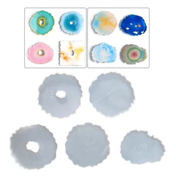 

Silicon Coaster Molds Geode for Resin Casting Irregular Wave Shape DIY Crafts, Cups Mats, Bowl Mats, Home Decor Silicon Molds