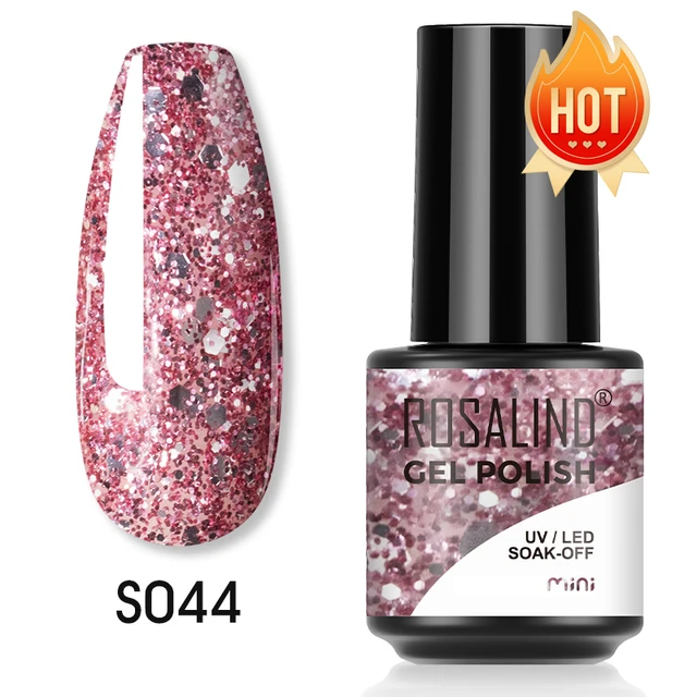 ROSALIND 7ml Gel Polish Semi Permanent Nails Gel Polish Soak Off UV LED Base Top Coat Vernis Nail Art Glitter Gel Varnish SLS-S044