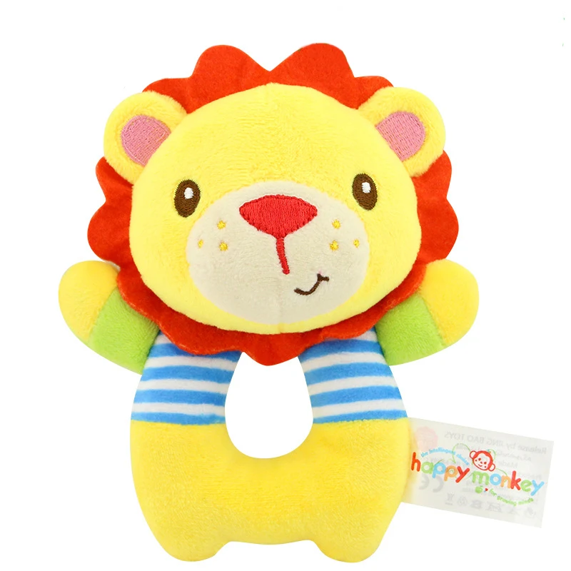 HAPPY MONKEY baby toys O-type bells early education puzzle plush toys baby hand bell WJ534