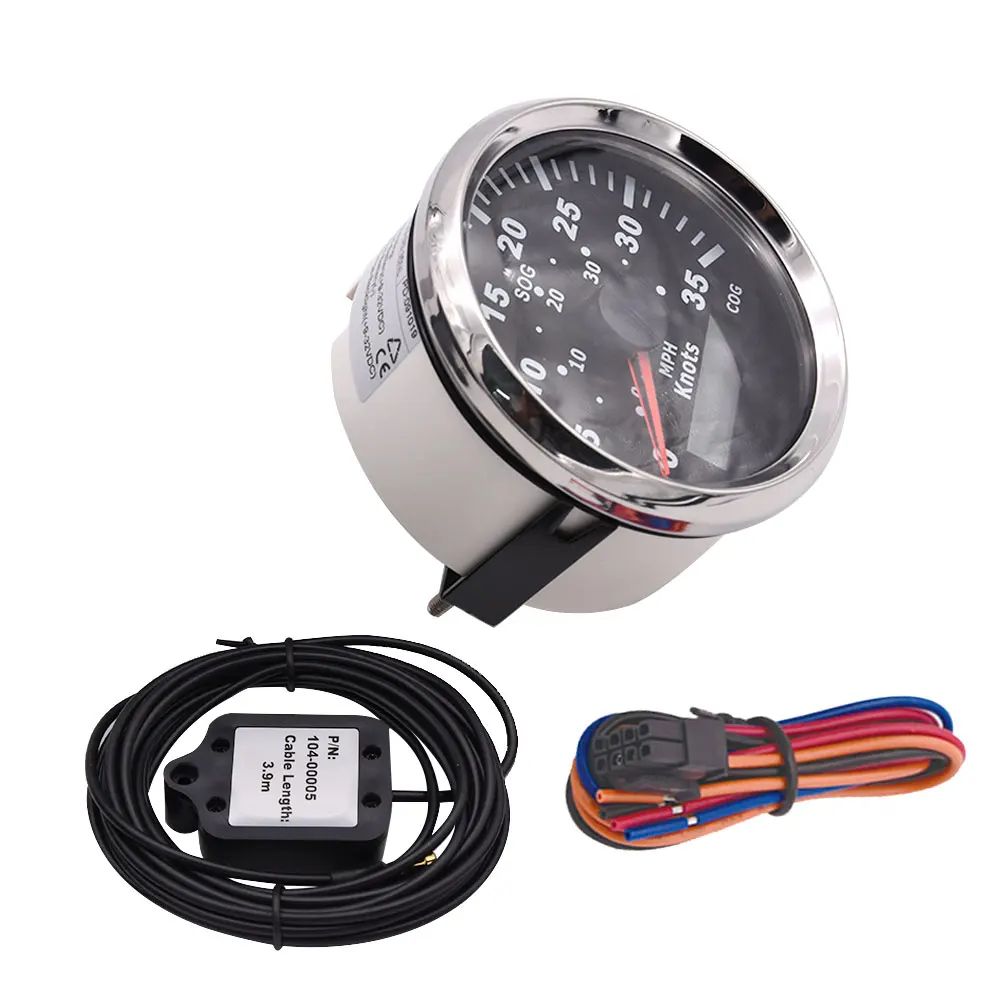 85mm Marine GPS Speedometer Tuning Auto Car Meter 9-32V With Red Backlight Marine GPS Speedometer 15knots Speed Gauge Waterproo