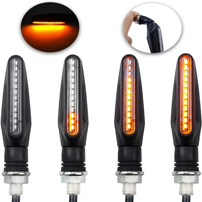 Universal Motorcycle Turn Signal Light 12V Led Moto Flowing Water Blinker Bendable Motorcycle Flashing Lights Signal Lamp