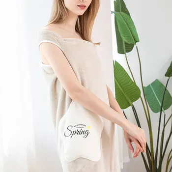 

Women Coral Velvet Thickened Bathrobe Super Absorbent Lovely Adult Sling Home Bath Skirt Pajamas PAK55
