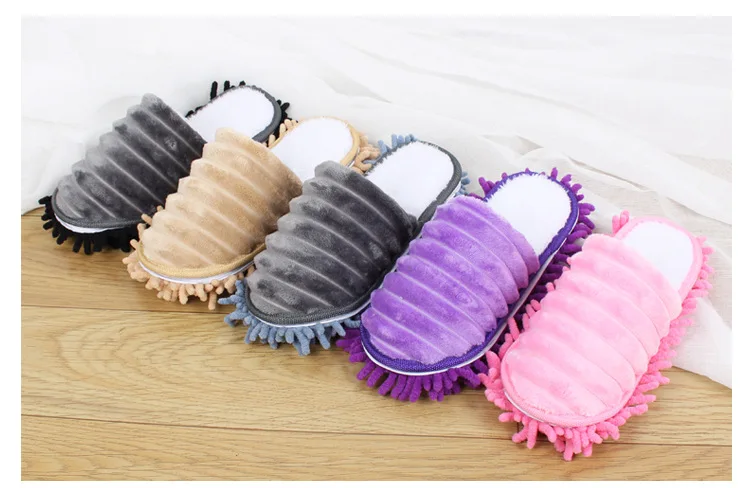 Winter Fleece Lining Indoor Ground Slippers Washable Warm Cleaning Cotton Slippers Plus-sized Floor Lazy Sweeping Slippers