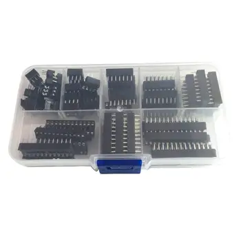 

66pcs DIP IC Sockets Solder Type Socket Kit Electronic DIY Assortment Kit 6/8/14/16/18/20/24/28 Pins Module Connectors