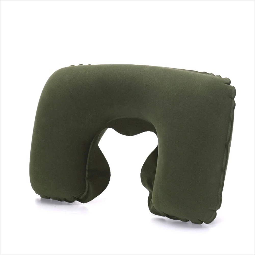 Надувной u-образный Автомобиль Полет сон в путешествиях голова надувная подушка для отдыха подушка для шеи - Цвет: Army green