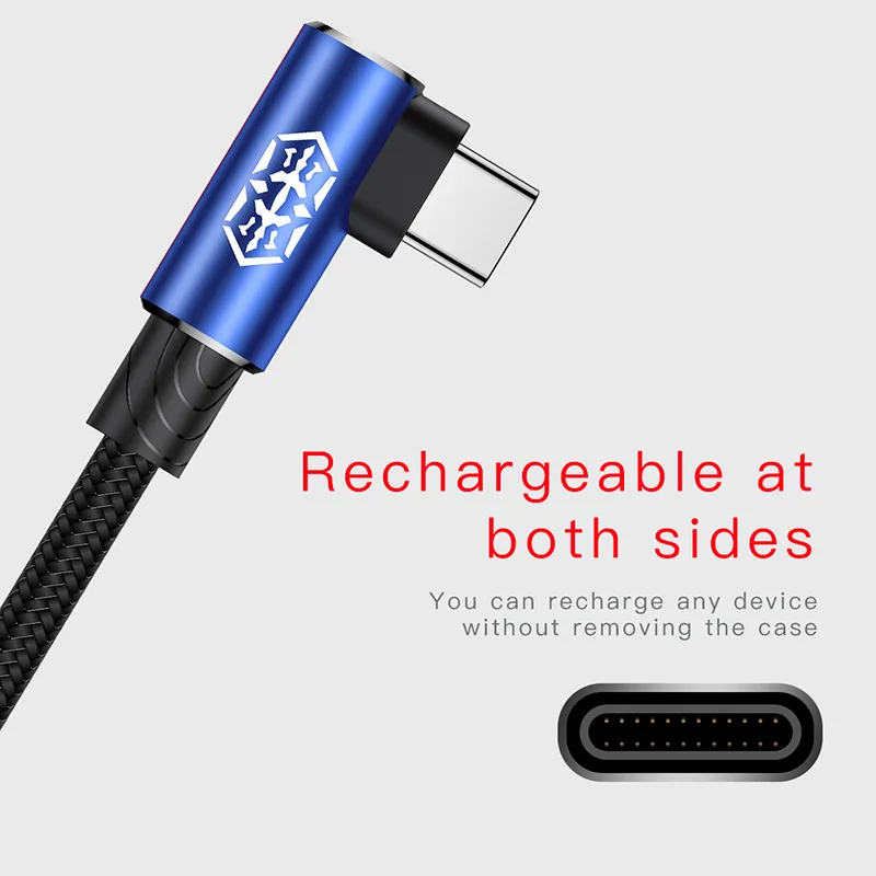 Кабель зарядный Baseus USB Type C для Samsung galaxy S9 S8 Xiaomi Mi 5 90 градусов|Кабели мобильных