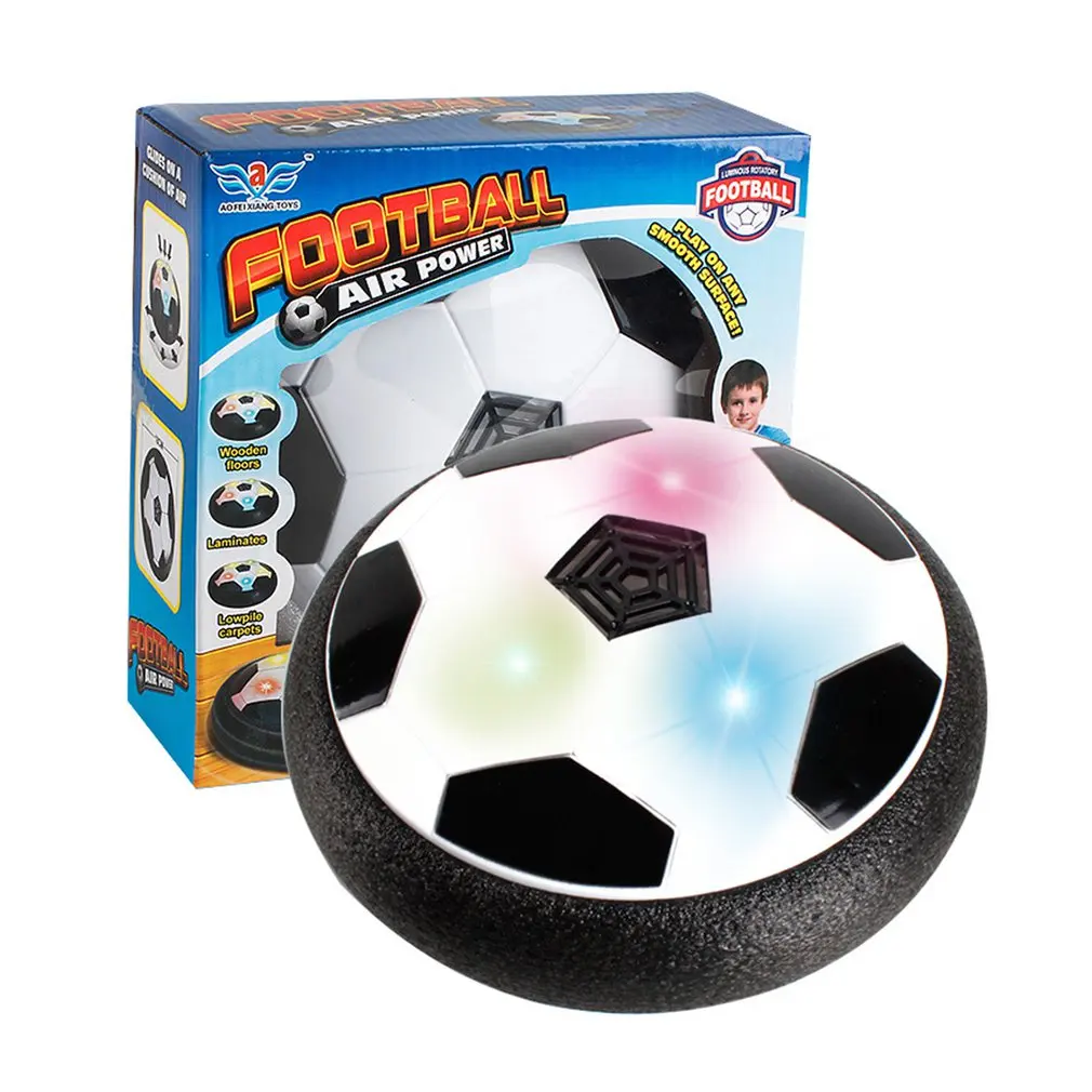 Мяч светодиодный мигает прибытие воздух Мощность Футбольный Мяч диск Крытый футбольная игрушка Мульти-поверхность парящий и скольжение игрушки - Цвет: Черный
