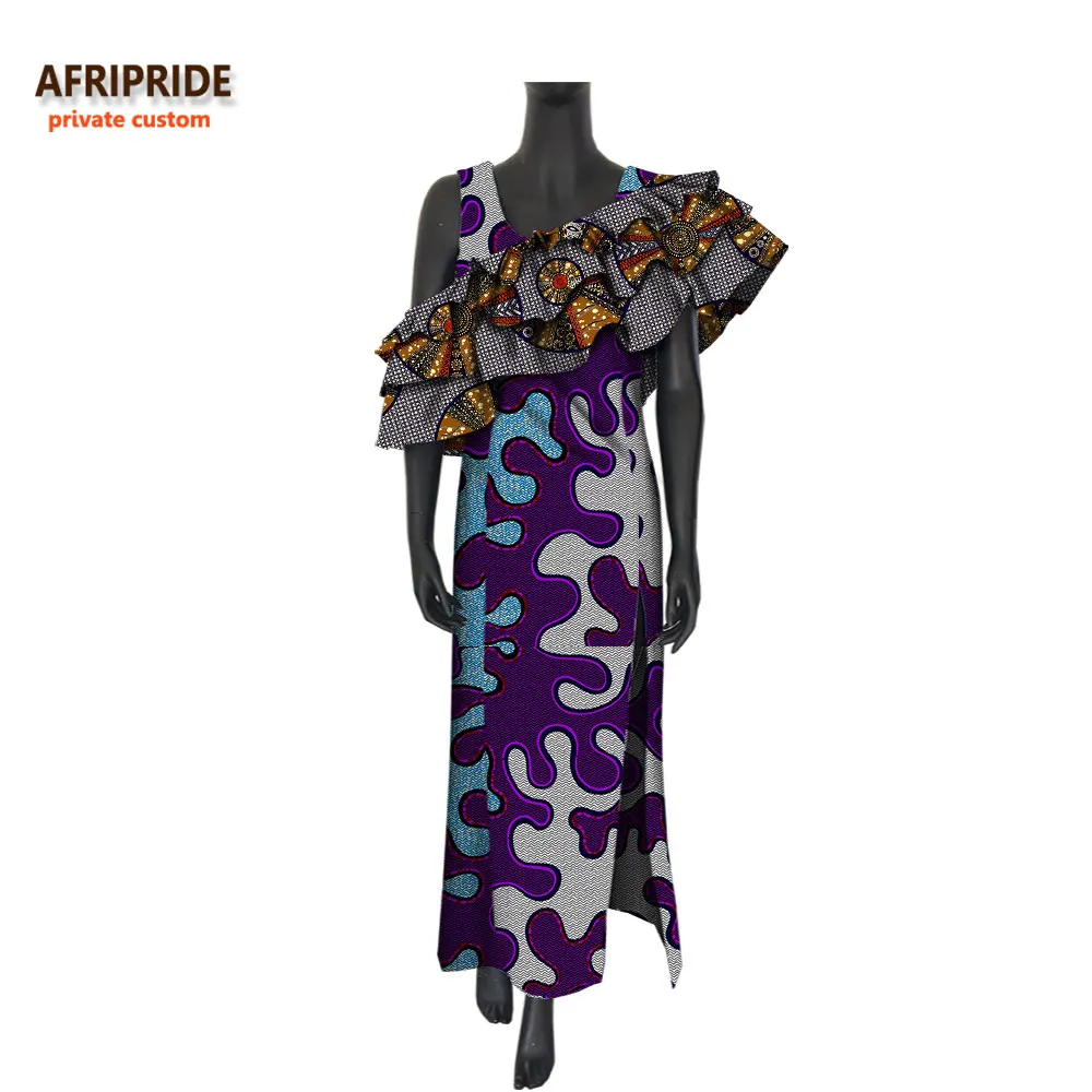 AFRIPRIDE, Африканское весеннее платье для женщин, без рукавов, до щиколотки, платье+ съемное, Каскадное, с рюшами, украшение, платье A7225139