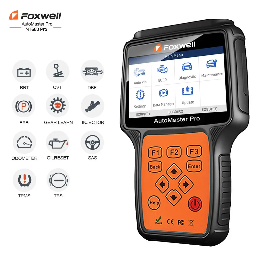 Foxwell NT680 pro все системы s диагностический сканер с масляный светильник/сервис сброса+ EPB функции обновленная версия NT624 полная система