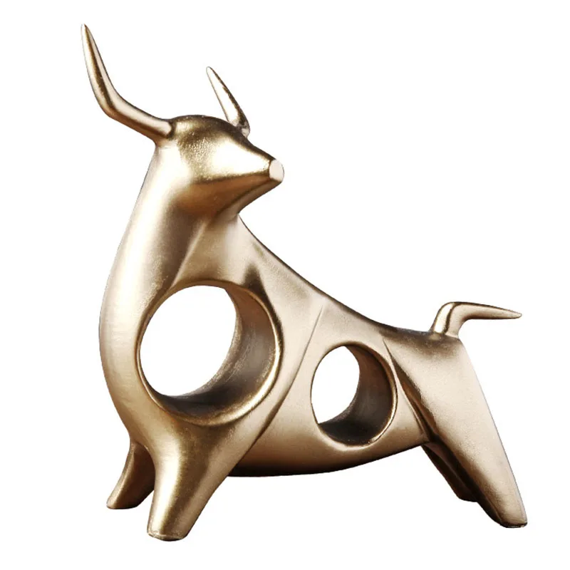Абстрактный Bull Скульптура Фэн Шуй декор украшения фигурки животных из смолы