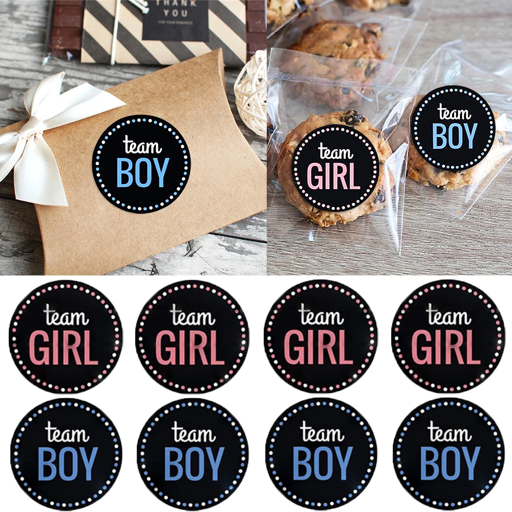 

60Pcs Black Team Boy Team Girl Stickers Boy or Girl Sealing Label Sticker for Gender Reveal Party Baby Shower Supplies