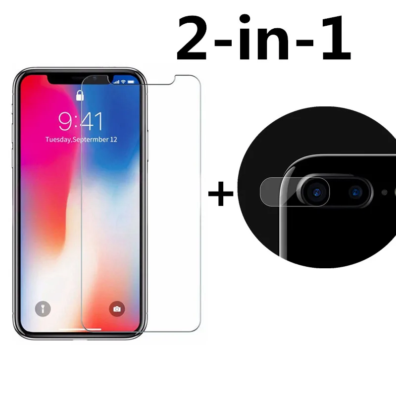 2-в-1 спереди Стекло Камера пленка для экрана Iphone 11 Pro Экран среднего класса против