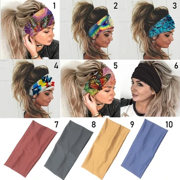 10 Styles Women Stretch Wide Headwrap Sports Running Bandage Hair Bands Yoga Fitness Turban Elastic