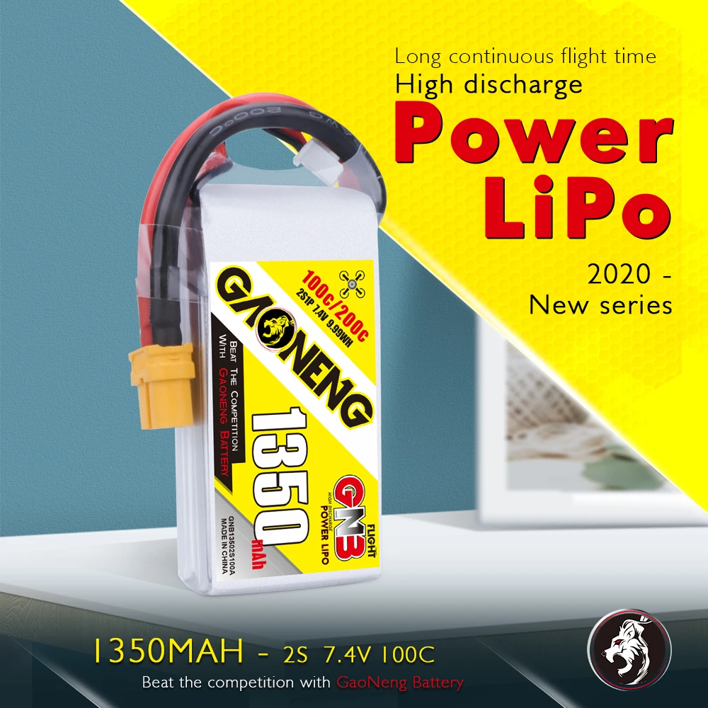 Новейший Lipo аккумулятор Gaoneng GNB 2S 1350 мА/ч 7 4 В 100C с разъемом XT60 для