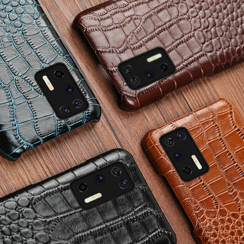Чехол для телефона из натуральной кожи Huawei P40 P30 P20 Lite 20 Pro первый слой Крокодиловая