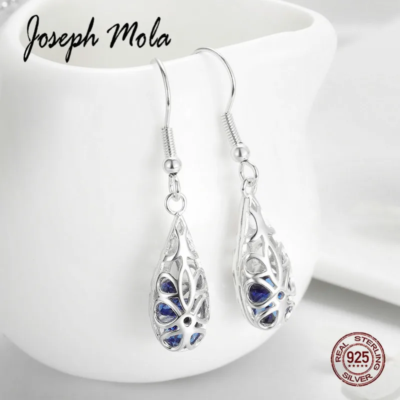 

Joseph Mola 925 Sterling Silver Romantic Water Drop Zircon Stone Drop Earrings for Women Elegant Crochet Fine Jewelry Birthday