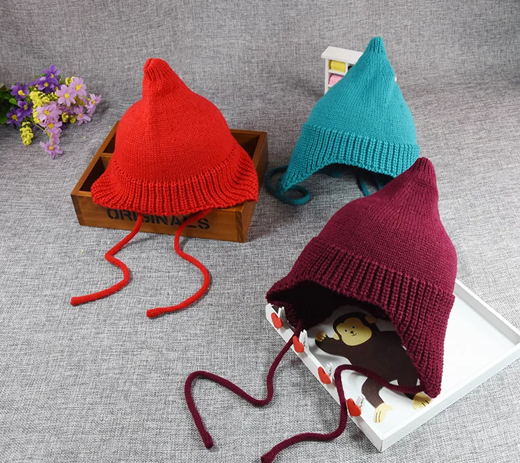 Милая однотонная детская шапочка для мальчиков и девочек; сезон осень-зима; шапки с повязкой; теплые вязаные шапки для малышей; шерстяные
