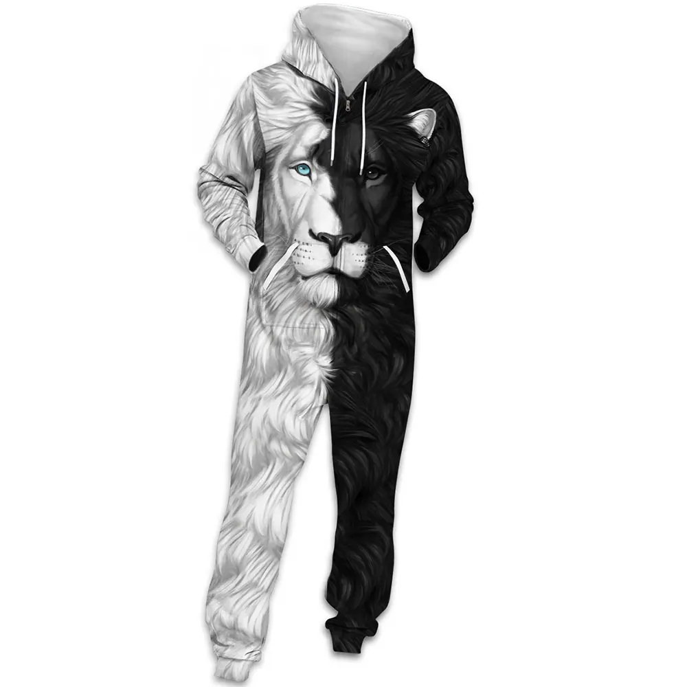 Fashion Add Wool 3D Printed Anime Hoodie Pajamas Romper Zip Jumpsuit Hoody Couple Men Women Insulation Comfortable Adult Jacket