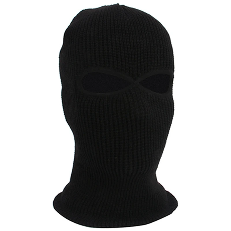 Зимняя Теплая Лыжная велосипедная Балаклава с 3 отверстиями, шапка с капюшоном, маска для лица, для активного отдыха, походная теплая маска для лица - Цвет: SPT5328BK