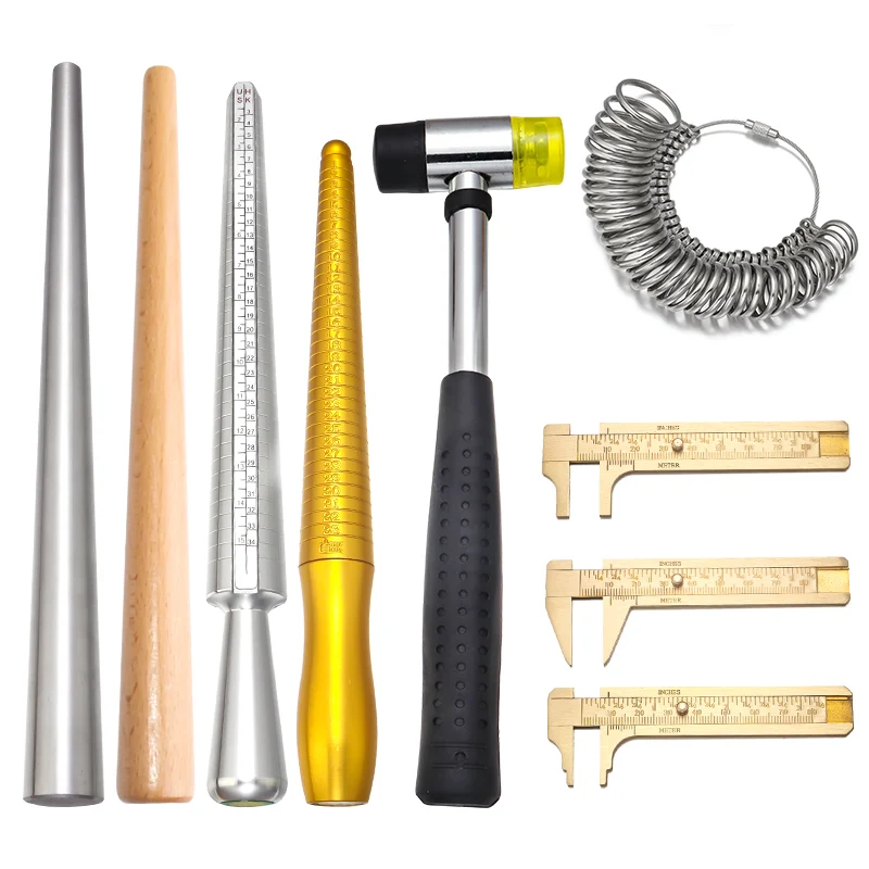 Finger Sizes Measuring Equipment Metal Stick Ring Sizer Ring Stick Enlarger Mandrel Gauge Tools Set Professional Jewelry Tools