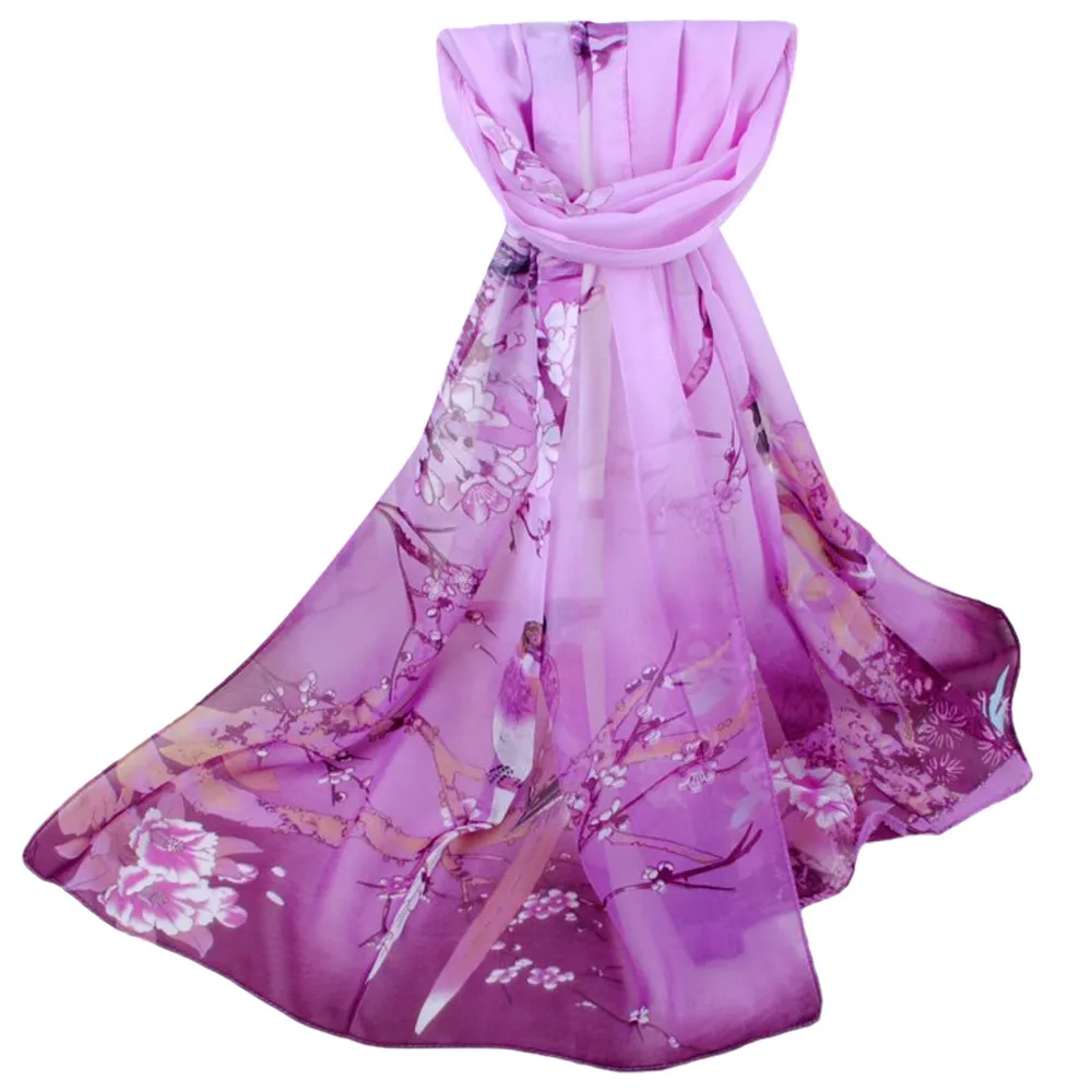 Новейшая Мода шали Печать Длинный мягкий шарф Дамская шаль мягкие шарфы женские шарфы для шеи# YL5 - Цвет: Purple
