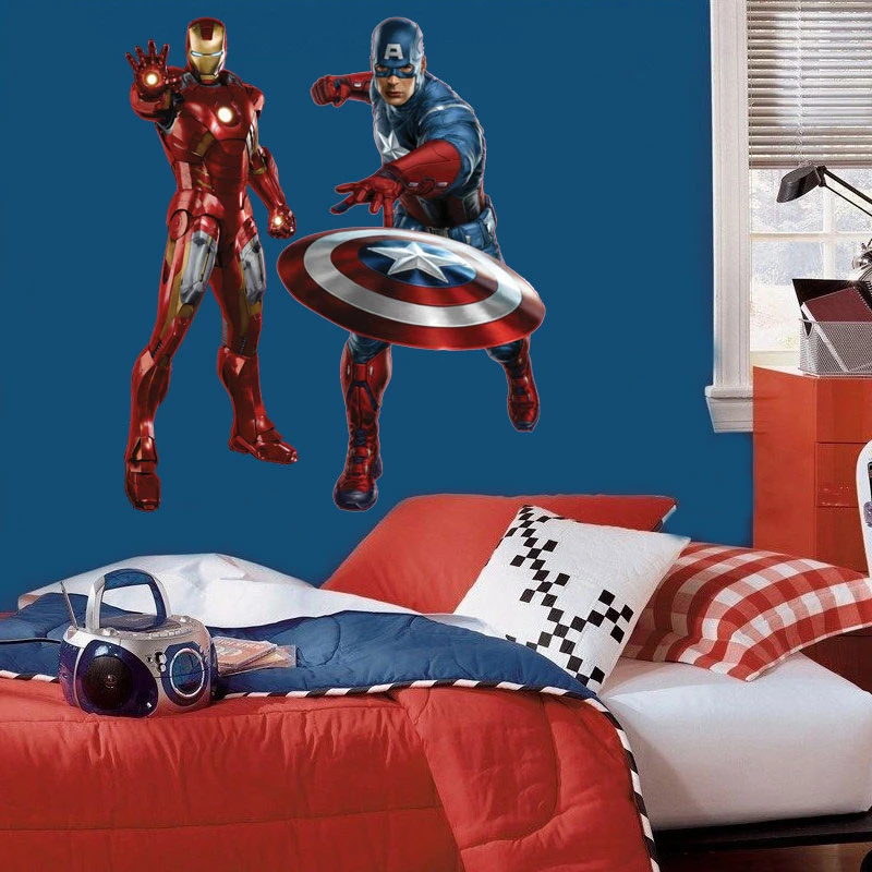 Disney Iron Man Captain America Wall Decals Home Decor Living Room Cartoon  Marvel Wall Stickers Pvc Posters Diy Mural Art - Wall Stickers - AliExpress