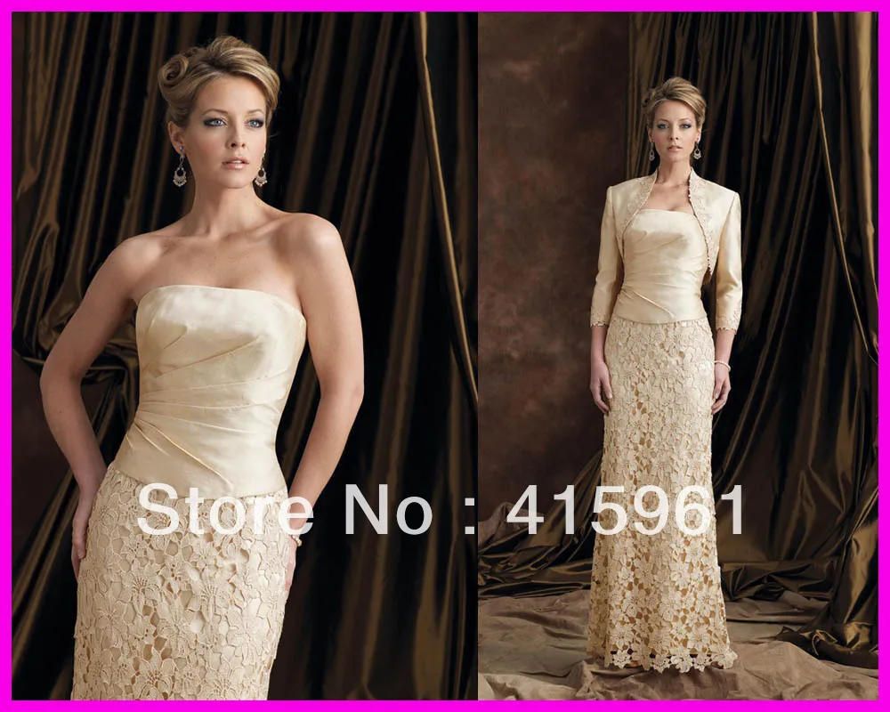 Luxe Champagne Lange Mouw Jasje Kant vestido de madrinha 2018 Moeder van de Bruid Jurken voor bruiloften Luxe Champagne Lange Mouw Jasje Kant vestido de madrinha 2018 Moeder van de Bruid Jurken voor bruiloften