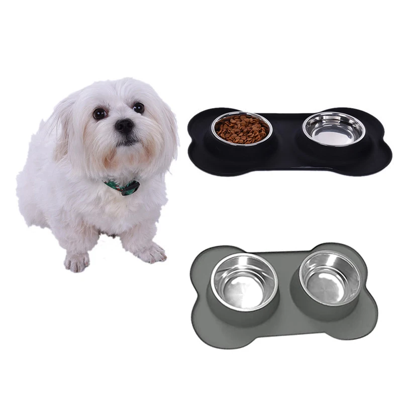 Pet Dog Feeding Stainless Steel Dish Pet Drinking Bowl Food Feed Placement Dog Accessories Anti-overflow Tableware Medium Dogs