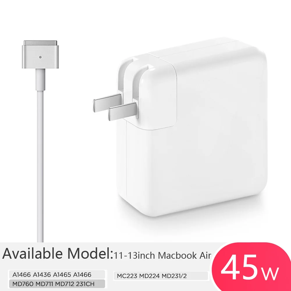 

Model T For Apple 45W 2012-2020 Macbook Air 11" 13" MagSafe2 Wall Power Adapter Charger A1466 A1436 A1466 MD760 MD711 231CH MC22