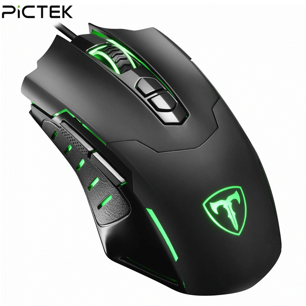 Проводная игровая мышь PICTEK 7200 DPI геймерская Mause 5 уровней регулируемая