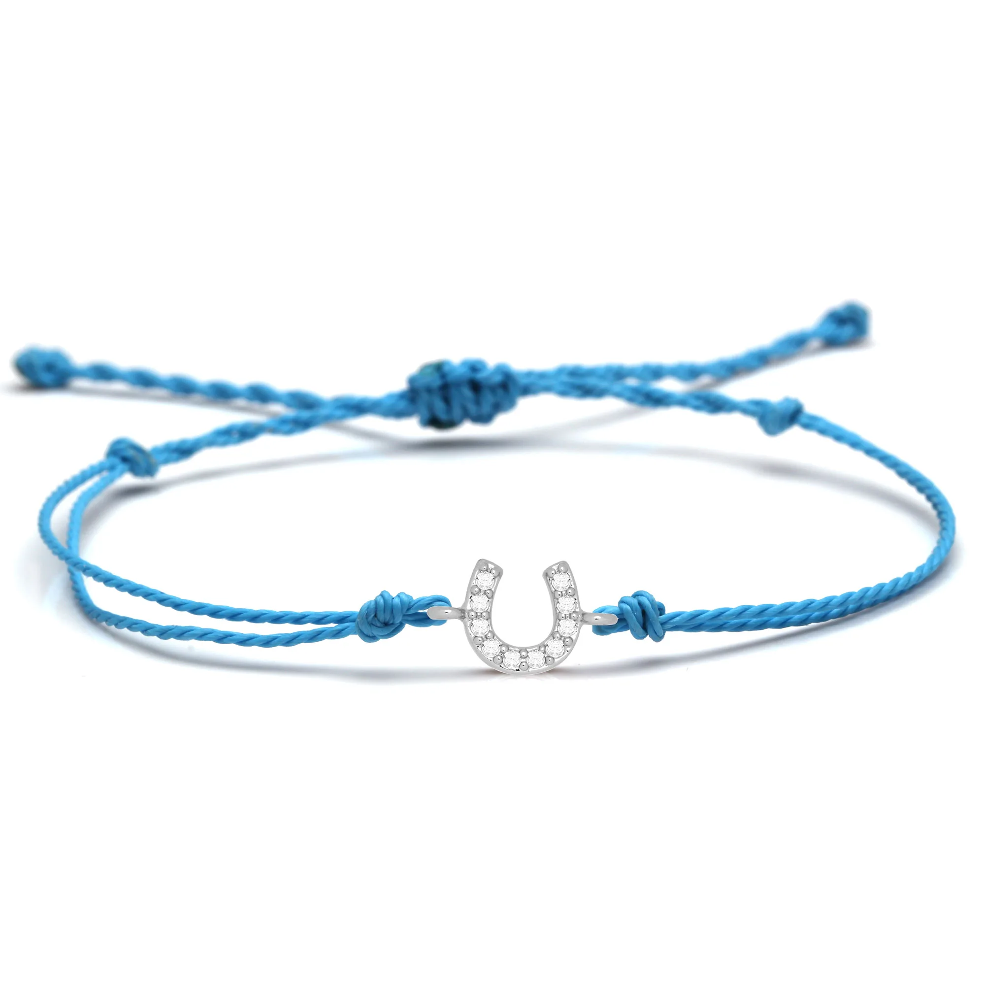 Mini White Cubic Zirconia Crystal Copper Horseshoe Lucky Charm Bracelet Grey Black Blue Red String Braided Adjustable Jewelry He | Украшения