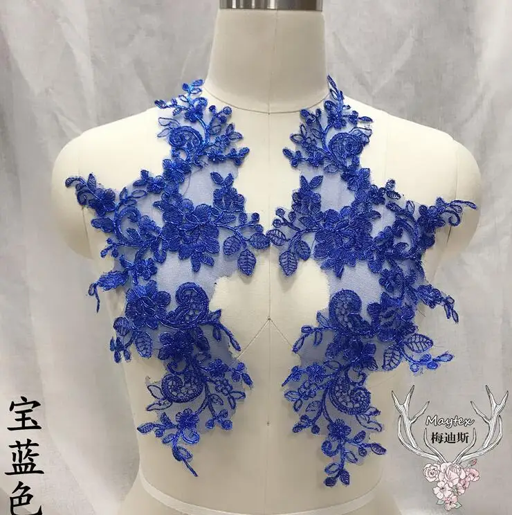 Lace Hair Accessories 2 Pieces/1 Pair 34*18cm Wedding Dress Applique DIY Bride