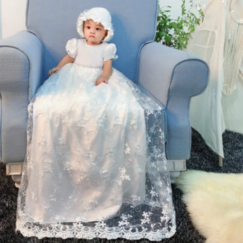  2019 vintage Baby Girl Dress Baptism Dresses Romper for baby Girls 0-12 Months Party Christening in