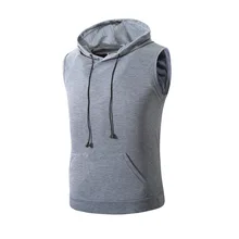 New Style Men Waistcoat Youth Students Tide Summer Hooded Coat-Style Large Pocket Vest Solid Color Waistcoat