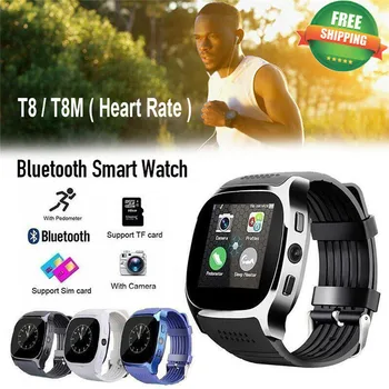 

T8M Bluetooth Waterproof Smart Watch Camera Fitness GPS Tracker Heart Rate Steps For iOS Android
