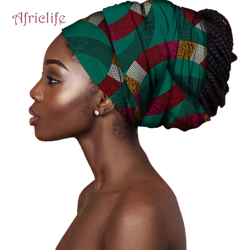 Африканская модная повязка на голову для женщин Bazin Riche Высокое качество хлопок восковая печать Женская бандана Анкара повязка на голову s AF010 - Цвет: 5