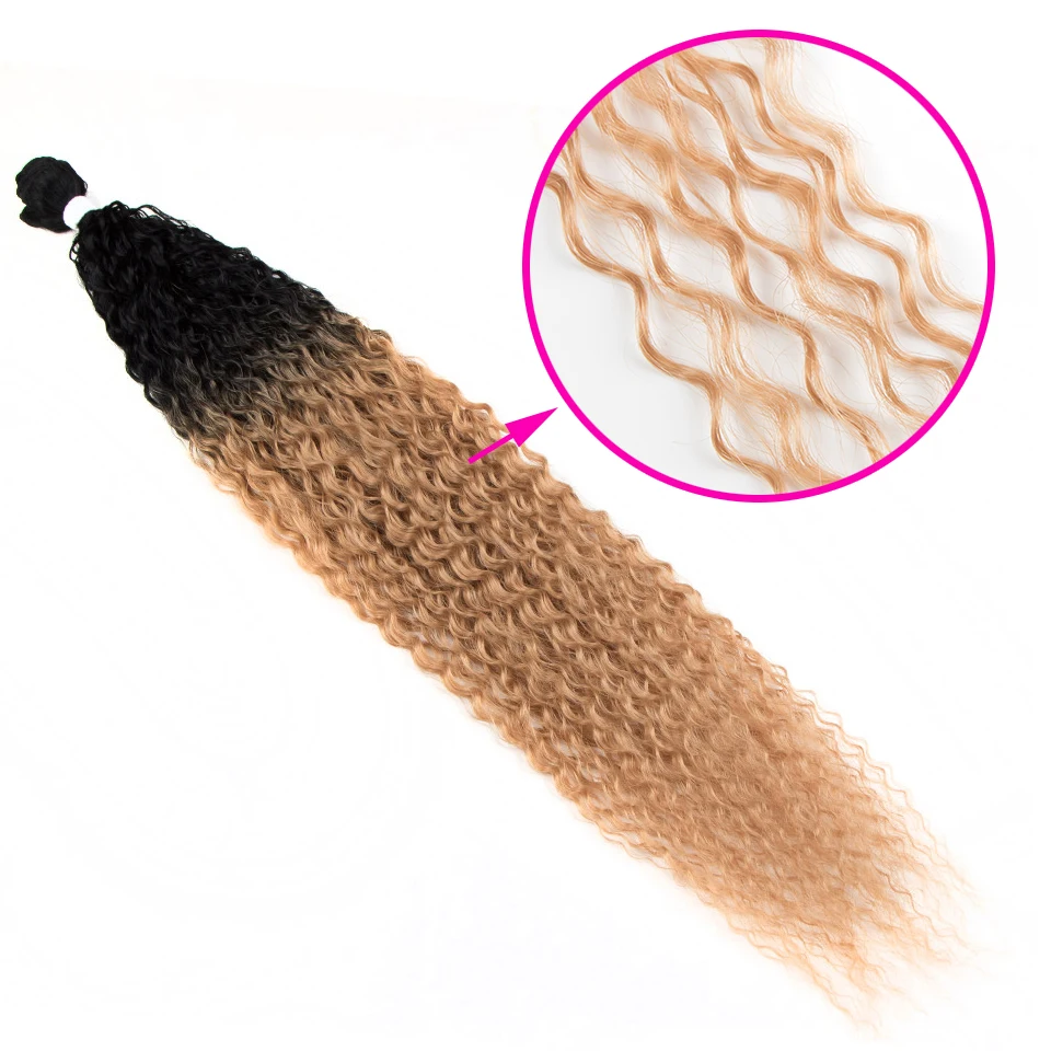 Hair Extensions FASHION IDOL Kinky Curly Ponytail Hair Bundles 34 Inch 100g Soft Long Synthetic Hair Weave Ombre Brown Blonde Extensions