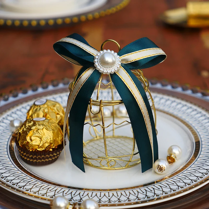 Wedding Candy Box Tinplate birdcage gift bags with handles chocolate