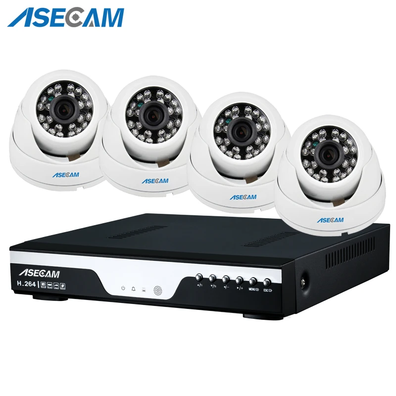 

New 4ch HD 4MP CCTV Surveillance Kit DVR Video Recorder AHD 36led Infrared indoor White Small Dome Security Camera System