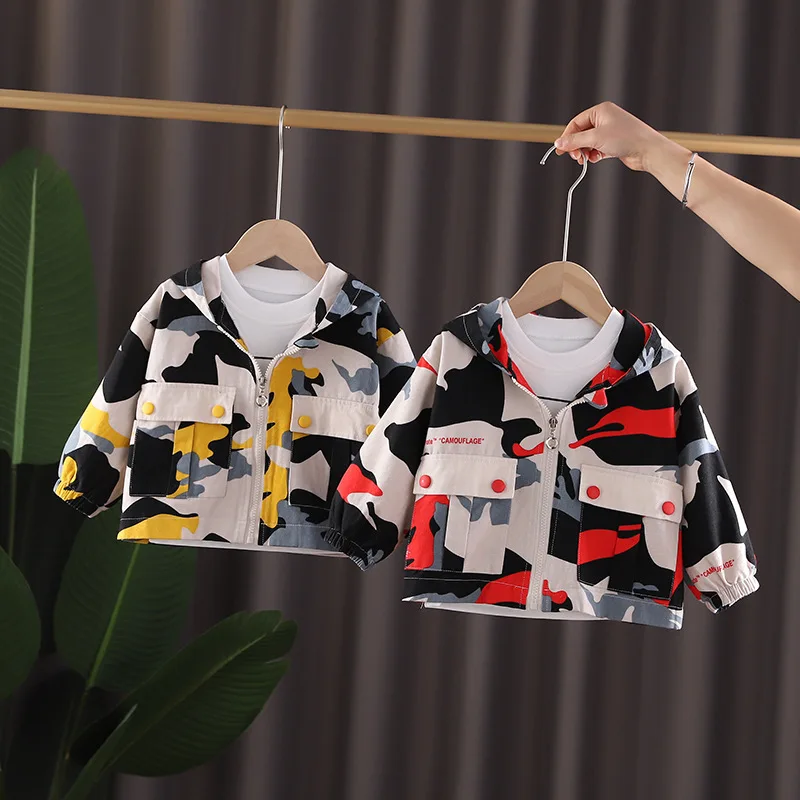 

2020 Spring And Autumn New Style Single Blouse Children Baby Korean-style Fashion Camouflage Hooded Coat a Grant from