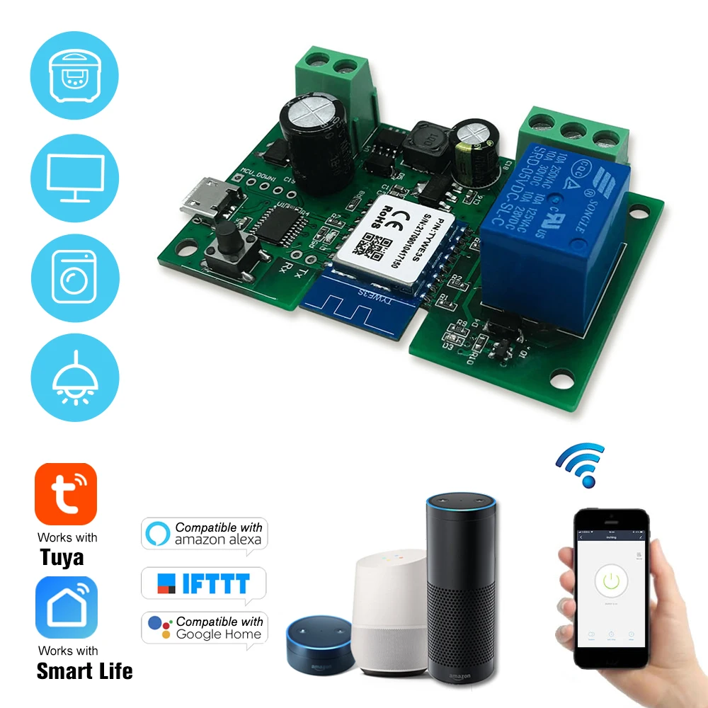 Tuya WiFi переключатель беспроводной релейный модуль приложение дистанционное управление Голосовое управление для Google Home Amazon Alexa