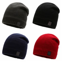 Мужские и женские зимние шапки бини унисекс шапки s вязаные шерстяные шапки Повседневная плюшевая подкладка хип-хоп Skullies шапки теплая шапка