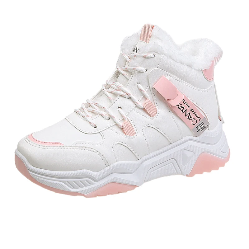 Из натуральных материалов, schoenen vrouw; tenis feminino вулканическая Женская новые модные мужские туфли на шнуровке; смешанные цвета Высокое качество плюс бархатные Нескользящие кроссовки - Цвет: Розовый