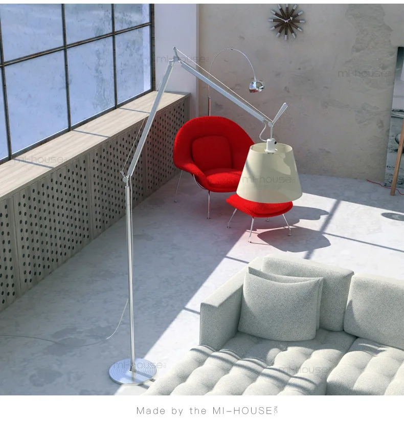 Скандинавский дизайнер, Artemide Tolomeo, макси-торшер, поворотный рычаг, регулируемая светодиодная стоящая лампа, для учебы, офиса, студии, спальни, гостиной