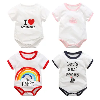

2020 New Born Baby Summer Short Sleeved Bodysuit Infant Baby Boys Girls Cartoon Bag Fart Cotton Jumpsuit Thin Pajamas Outfits